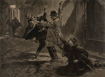Etievant, der Anarchist begeht den Messerangriff, Illustration aus 